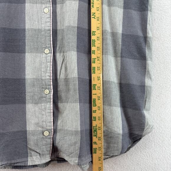 VICTORIAS SECRET Sleepshirt L Check Button Front Long Sleeve PJ Top Gray - Picture 14 of 15